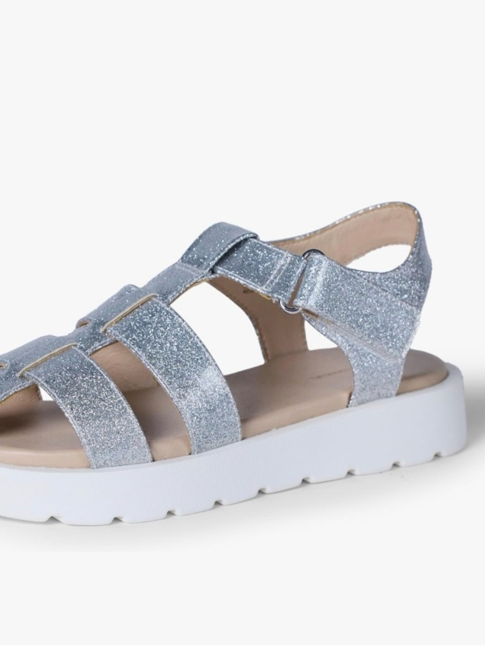Girls' Glitter Silver Fisherman Sandals Big Kids Size 6